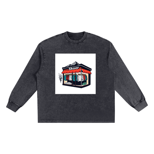 Snow Washed Oversize Long Sleeve T-shirt